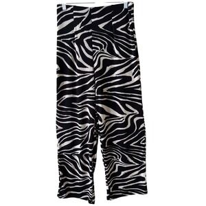 Bettina Star Zebra Print Wide Leg Pants Size Medium Black White High Waisted